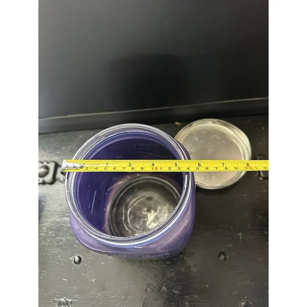 Mason Craft - Blue Glass Storage Canister Jar Metal Lid